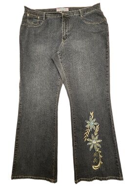 Vintage London Blues Embroidered Flare Jeans Medium Wash Y2K